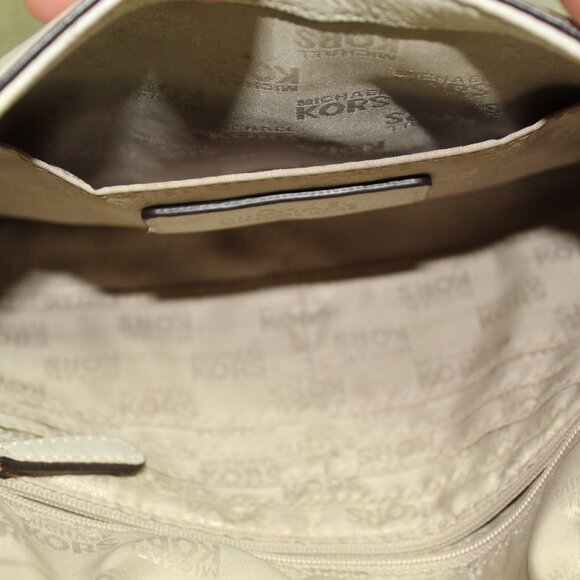 Michael Kors Cream Pebble Leather Chain Strap Flap Crossbody Purse - Picture 6 of 12
